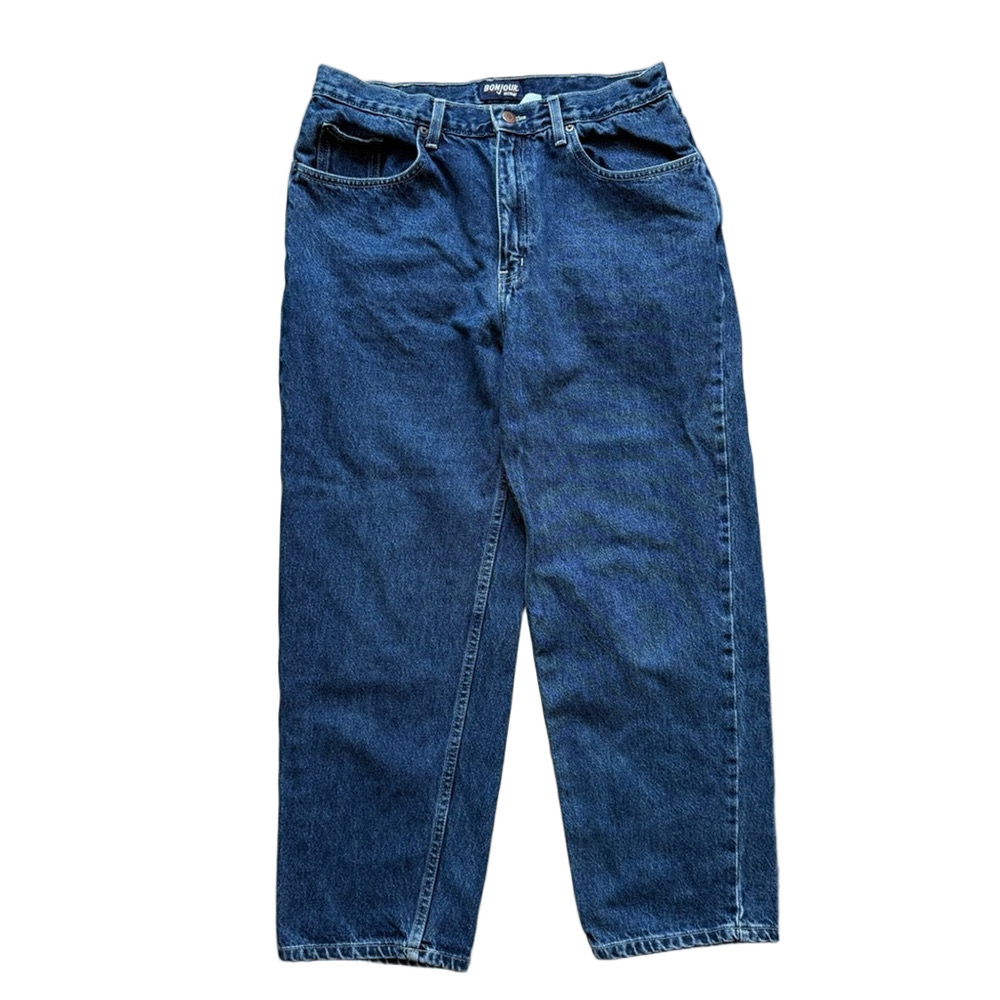 Bonjour Vintage Classic Blue Straight Leg Women's Jeans 80s Size 16 P Petite
